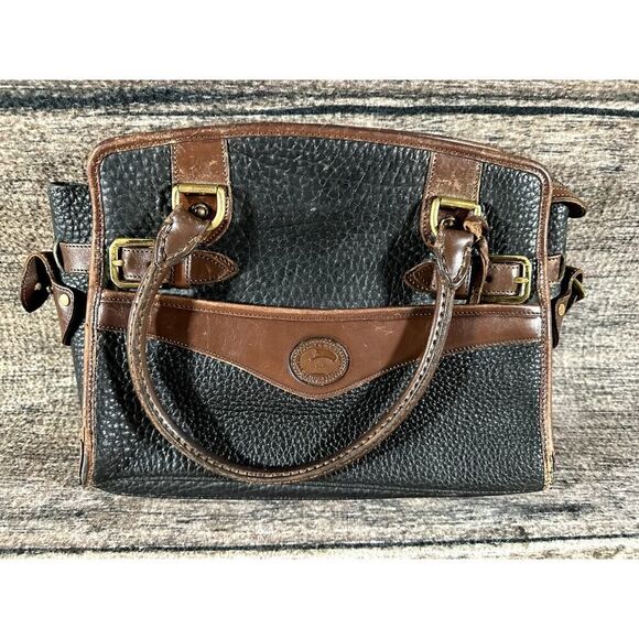 Vintage 80's Dooney & Bourke All Weather Leather Double Handle Handbag - Picture 1 of 10